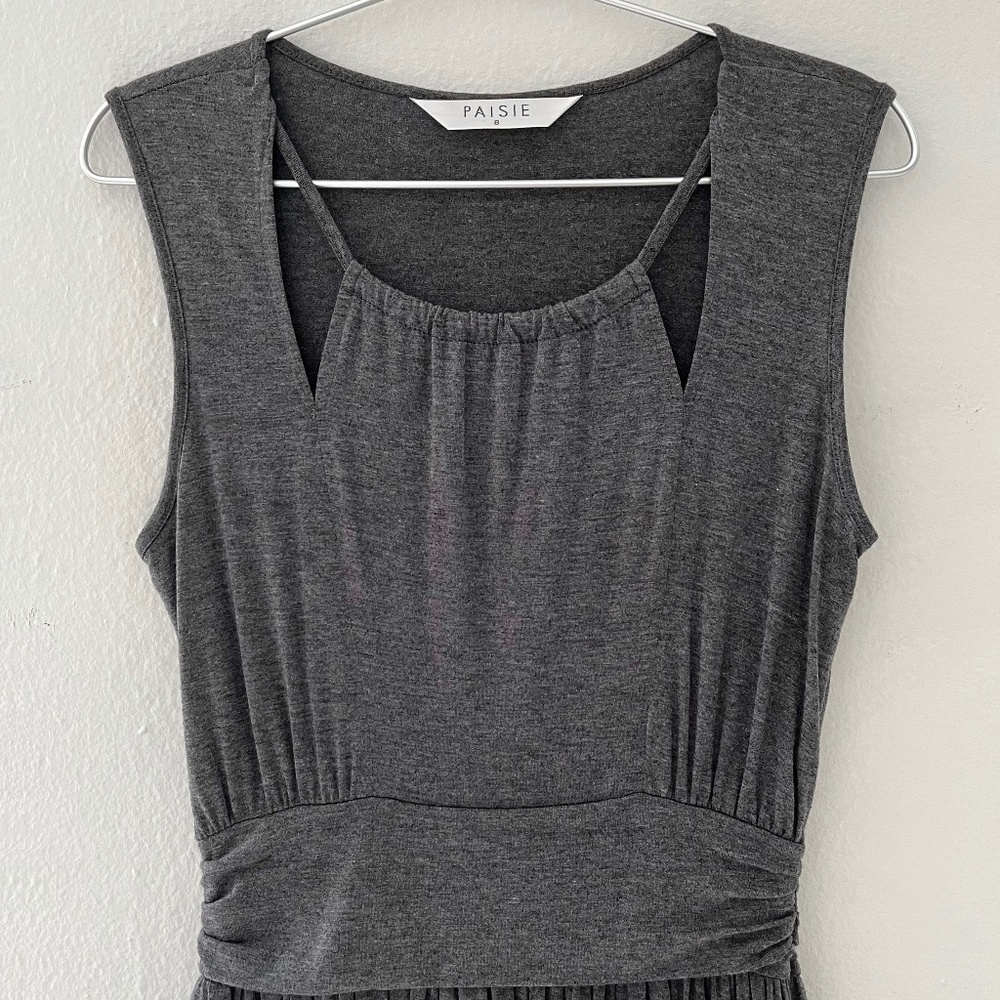 Paisie London Charcoal Ruched Waist Jersey Midi Dress. Size UK 8 (US 4/Small).